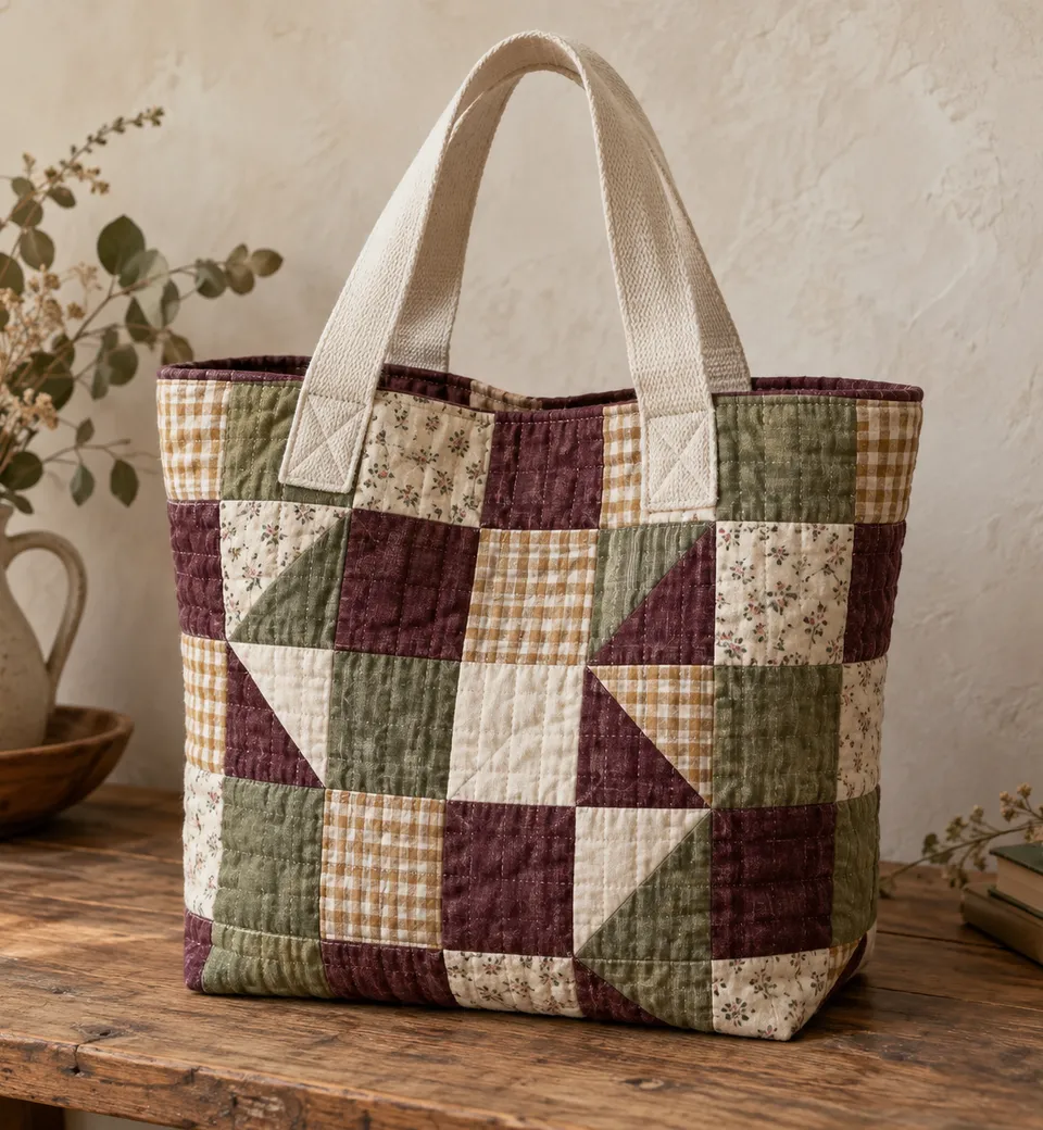 A concept patchwork bag, with garden-inspired colors and tiny floral prints
